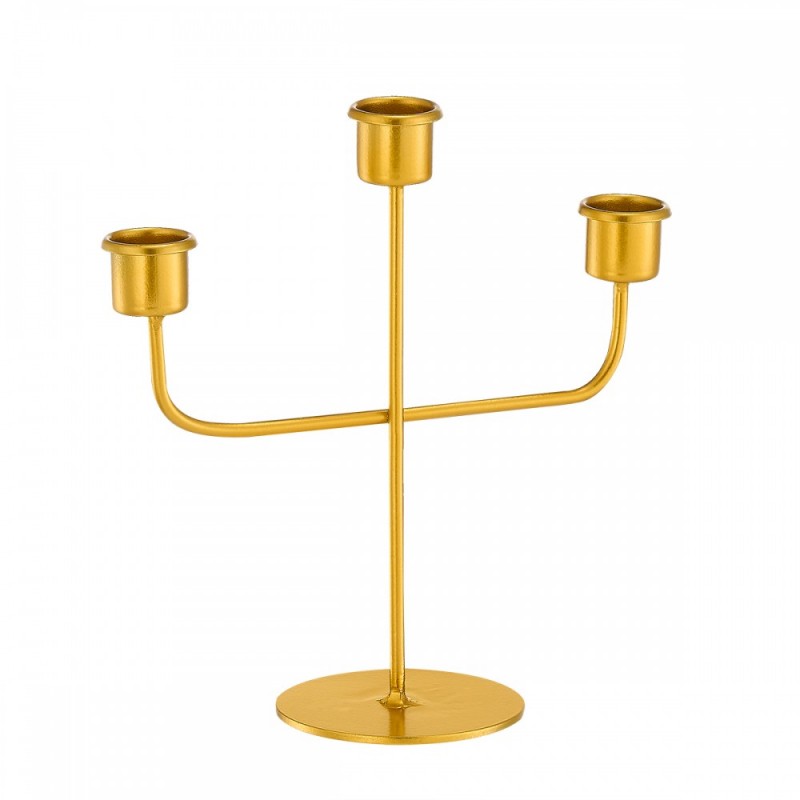 Μεταλλικό Χρυσό Κηροπήγιο 3 Θέσεων (20x8x20εκ.) 0496.23644
