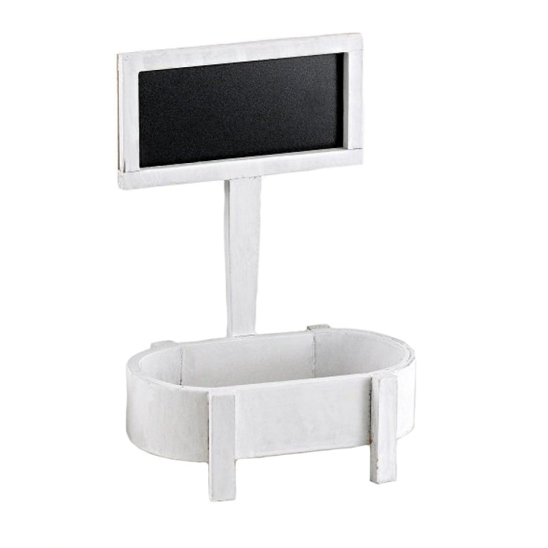 Ξύλινο Λευκό Γλαστράκι Με Μαυροπίνακα 17170