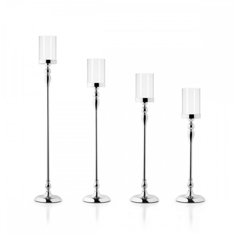 Μεταλλικό Ασημί Κηροπήγιο (16x95εκ.) 0496.23288