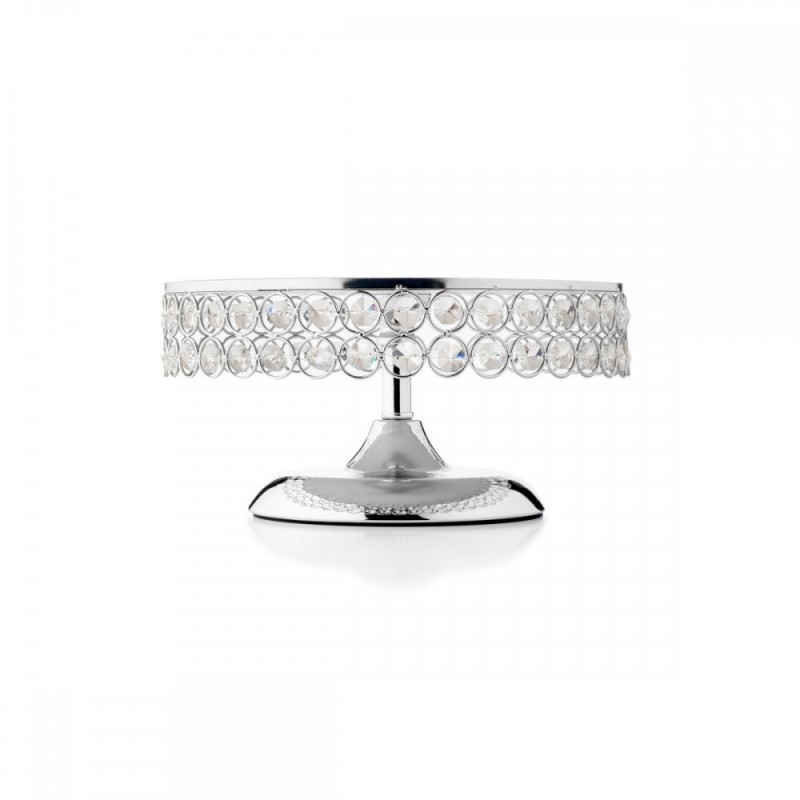 Μεταλλική Ασημί Τουρτιέρα Με Πόδι (30x12.5εκ.) 0496.23335