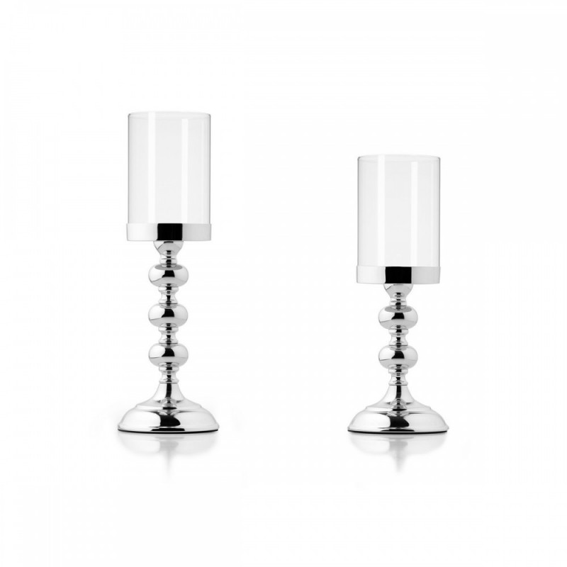 Μεταλλικό Ασημί Κηροπήγιο (12.5x35εκ.) 0496.23274