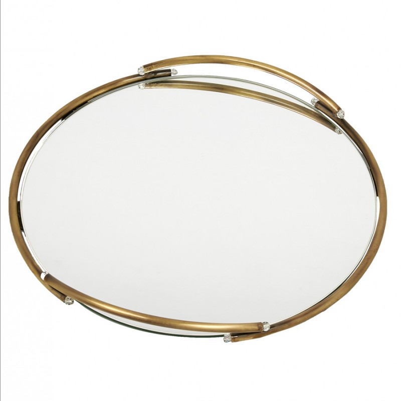 Ανοξείδωτος Στρογγυλός  Δίσκος Με Καθρέπτη - Χρυσό Σκούρο ΚΔ1006