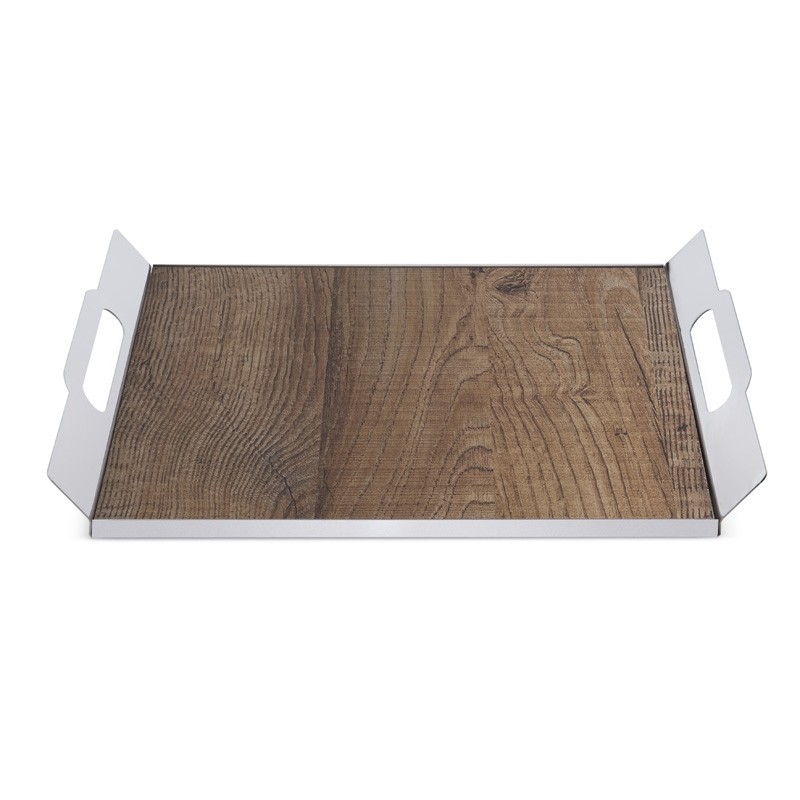 Ανοξείδωτος Δίσκος Με Ξύλινη Βάση 11315