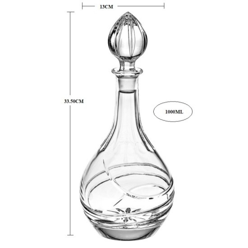 Καράφα Κρυστάλλινη Βοημίας 1000ml (33.5x13εκ.) ΚΜ590 Round Sting