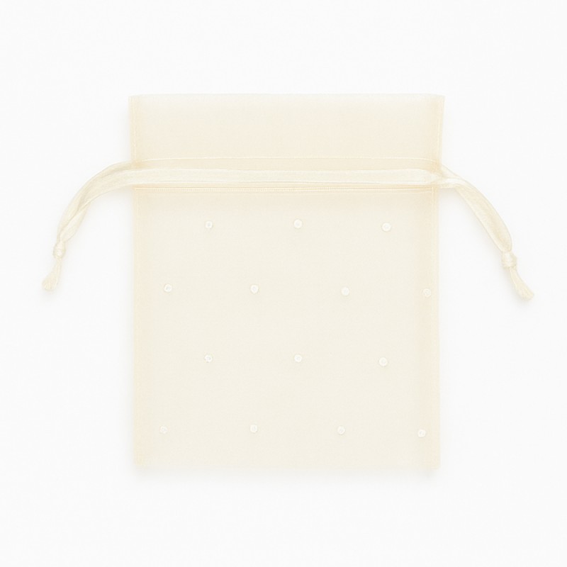 Πουγκί Ρυζιού  με στρας 7x10εκ. (100τμχ.) Μ5559 - Εκρού