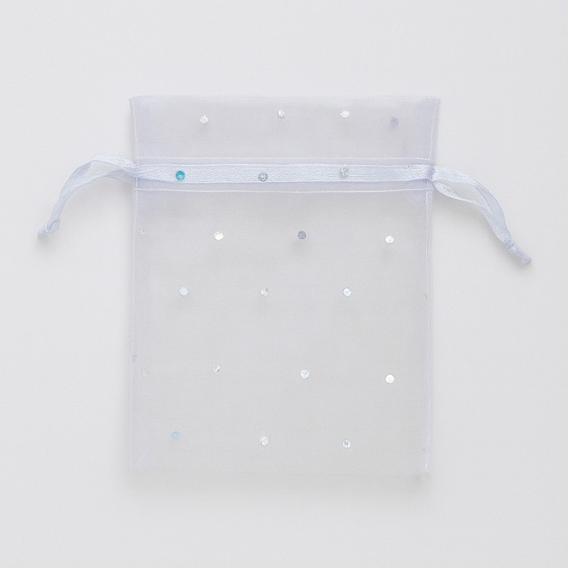 Πουγκί Ρυζιού  με στρας 7x10εκ. (100τμχ.) Μ5559 - Λευκό