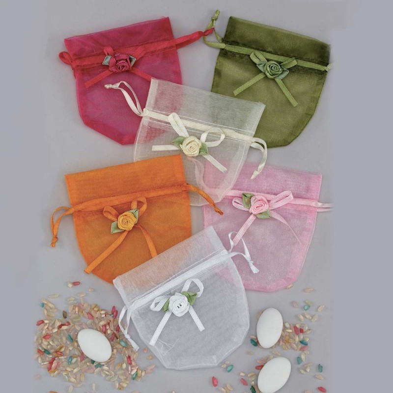 Πουγκί Ρυζιού  με λουλούδι 8εκ. (100τμχ.) Μ217 Λαδί