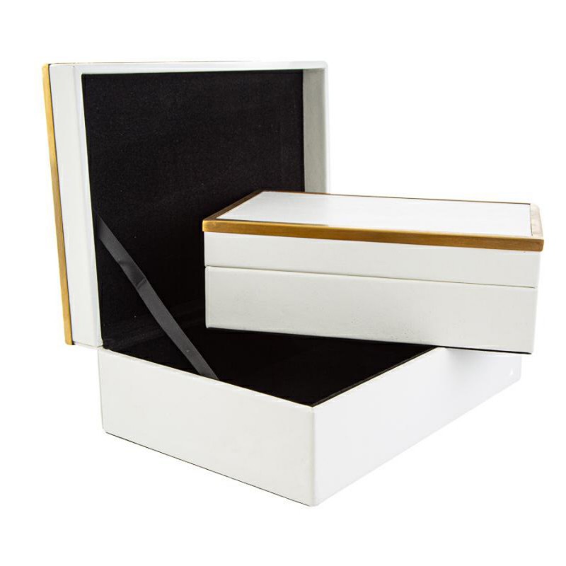 Στεφανοθήκη Ξύλινη Με Δερματίνη - Σετ 2τμχ. (27,5x19,5x10,5εκ.) Λευκό LS10177