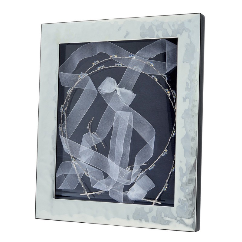 Στεφανοθήκη Ασημένια Σφυρίλατη Με Μαύρο Ξύλο (20x25εκ.) MA-ST28-5B