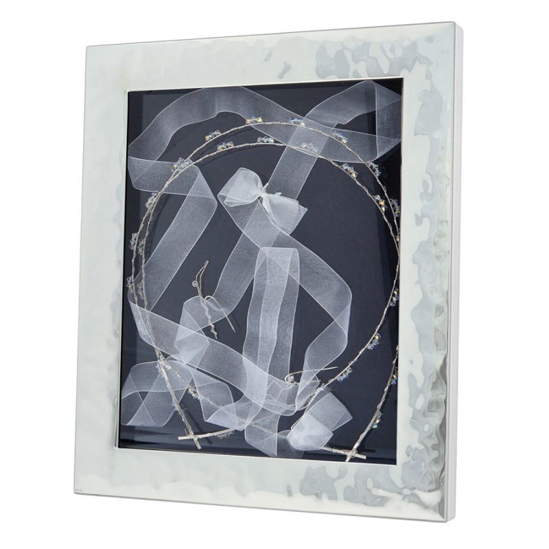 Στεφανοθήκη Ασημένια Σφυρίλατη Με Λευκό Ξύλο (28x34εκ.) MA-ST28-5W