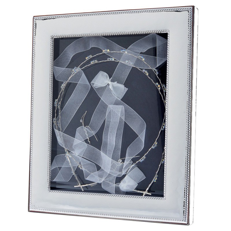 Στεφανοθήκη Ασημένια Με Λευκό Ξύλο (20x25εκ.) MA-ST28-W