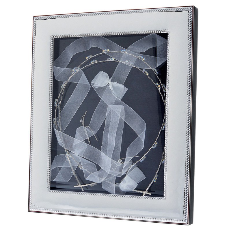 Στεφανοθήκη Ασημένια Με Μαύρο Ξύλο (20x25εκ.) MA-ST28-B