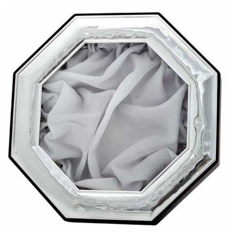 Στεφανοθήκη Ασημένια Οκτάγωνη Με Καφέ Ξύλο (30x30εκ.) ST29-B