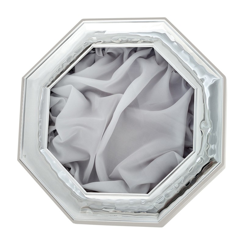 Στεφανοθήκη Ασημένια Οκτάγωνη Με Λευκό Ξύλο (30x30εκ.) ST29-L