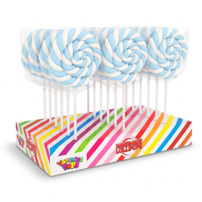 Γλειφιτζούρια Marshmallows Yammiez - Spiral Λευκό Γαλάζιο 30gr. (18τμχ.)