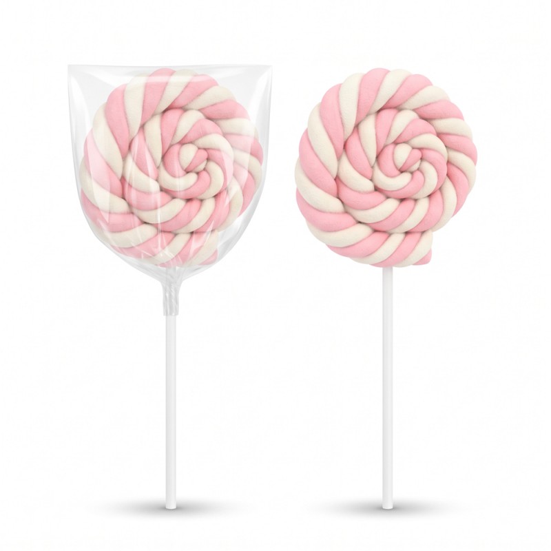 Γλειφιτζούρια Marshmallows Yammiez - Spiral Λευκό Ροζ 30gr. (18τμχ.)