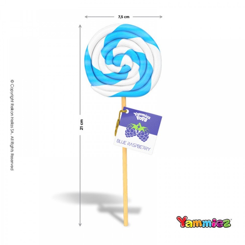 Γλειφιτζούρια Yammiez - Swirl Γαλάζιο/Λευκό Rasberry 50gr. (24τμχ.)