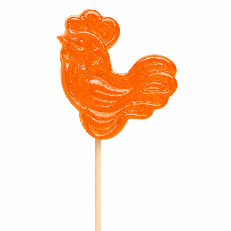 Γλειφιτζούρια Anna Lollipops - Κοκοράκι Καραμέλα Πορτοκαλί 23gr. (50τμχ.)