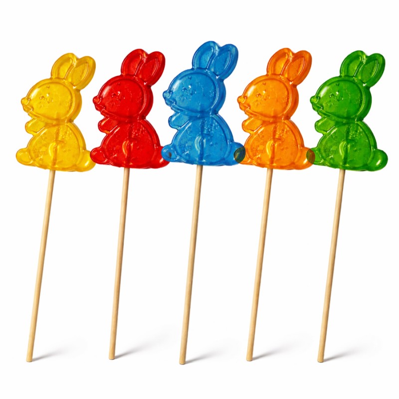 Γλειφιτζούρια Anna Lollipops - Κουνελάκι Πολύχρωμο Καραμέλα 28gr. (40τμχ.)