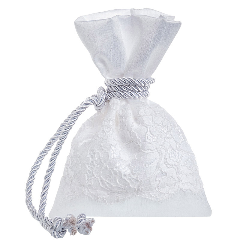 Μπομπονιέρα Γάμου Πουγκί Σαντούκ Με Δαντέλα Π120/01