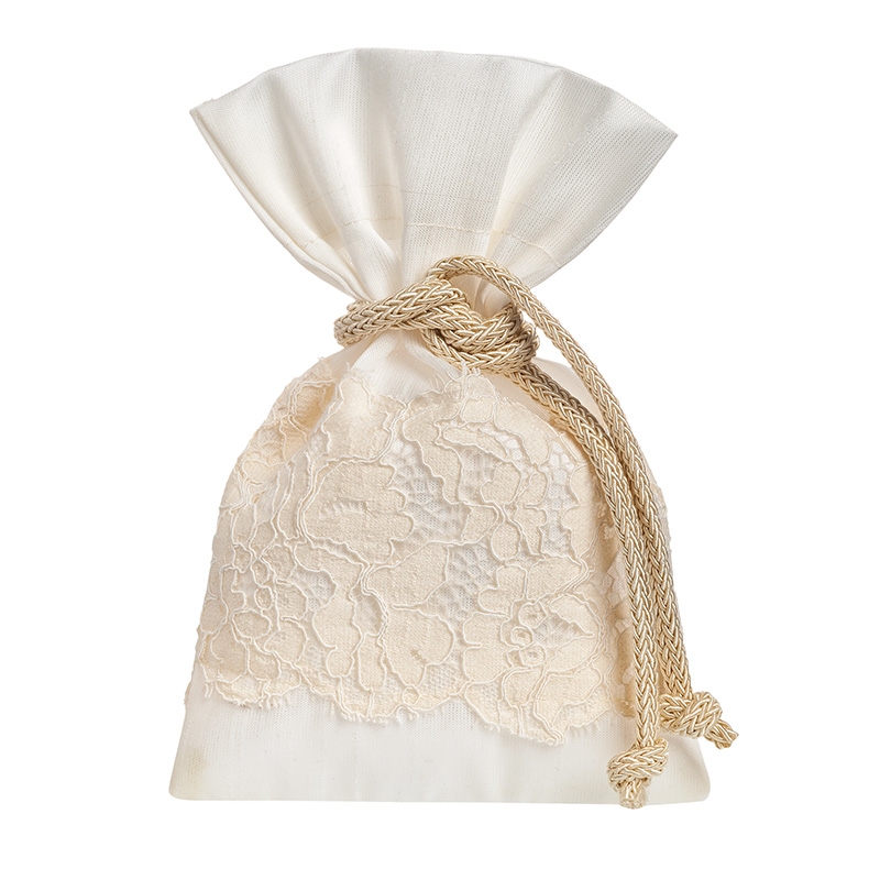 Μπομπονιέρα Γάμου Πουγκί Σαντούκ Με Δαντέλα Π120/02