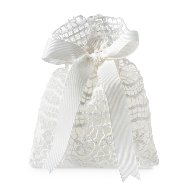 Μπομπονιέρα Γάμου Πουγκί Με Ισπανική Δαντέλα Π894-01