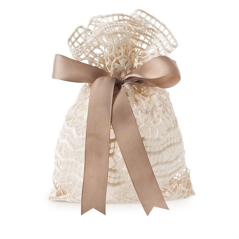 Μπομπονιέρα Γάμου Πουγκί Με Ισπανική Δαντέλα Π894-07
