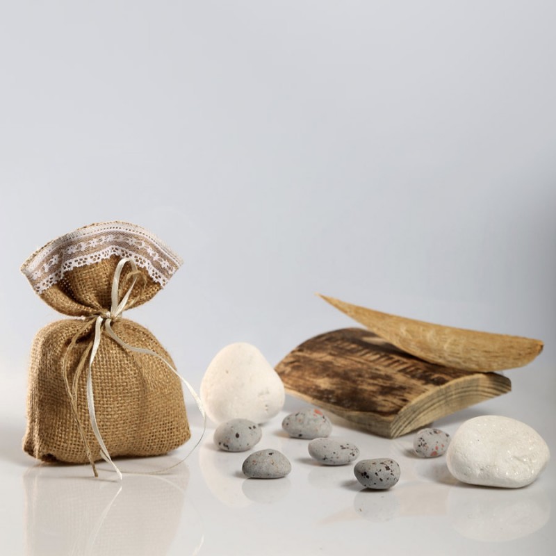 Μπομπονιέρα Γάμου Πουγκί Λινάτσα 16Τ182 (110τμχ)