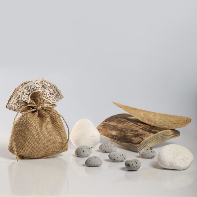 Μπομπονιέρα Γάμου Πουγκί Λινάτσα 16Τ183