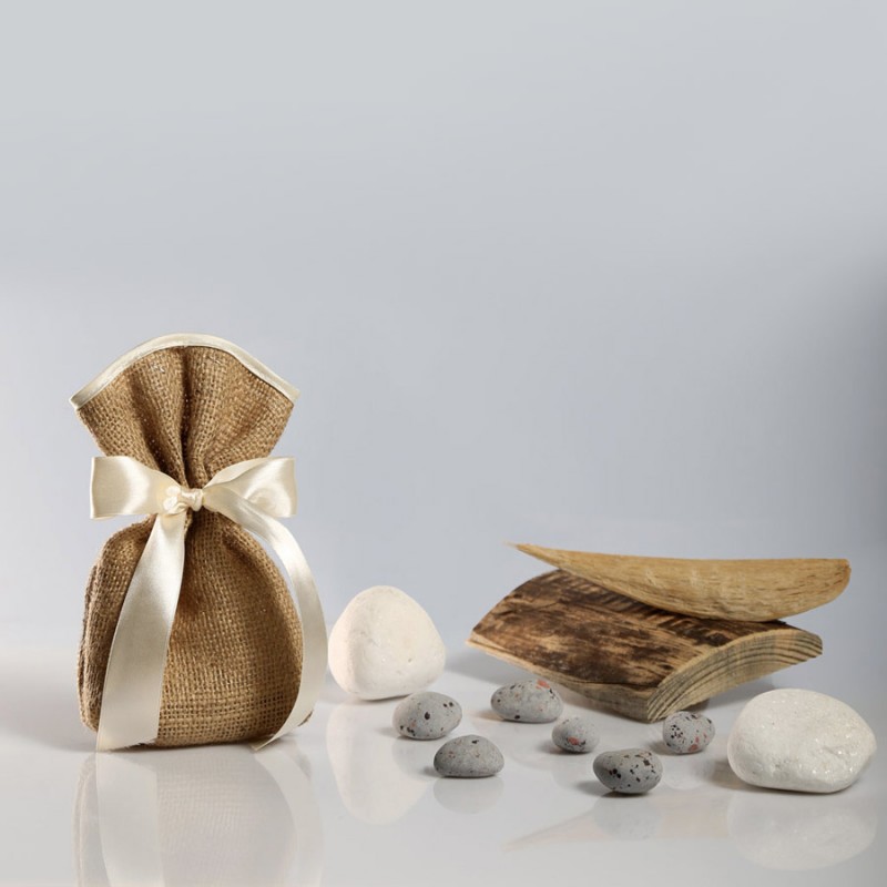 Μπομπονιέρα Γάμου Πουγκί Λινάτσα 16Τ185