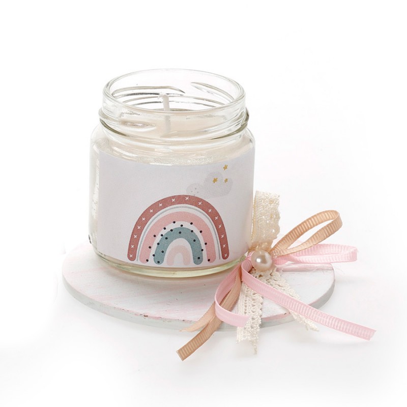 Μπομπονιέρα Βάπτισης Κερί Ουράνιο Τόξο - ΚΕΒ312