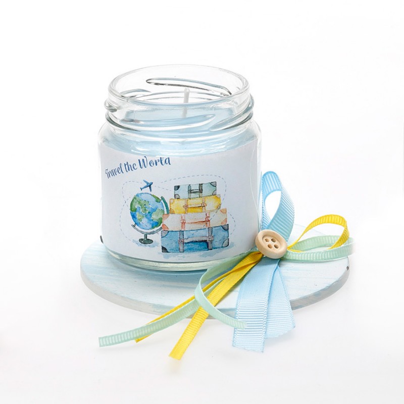 Μπομπονιέρα Βάπτισης Κερί Travel - ΚΕΒ311