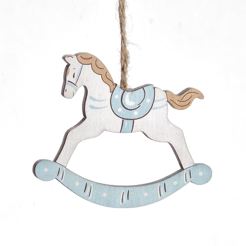 Μπομπονιέρα Βάπτισης Κρεμαστό Ξύλινο Αλογάκι 14Γ6545-Β (9τμχ)