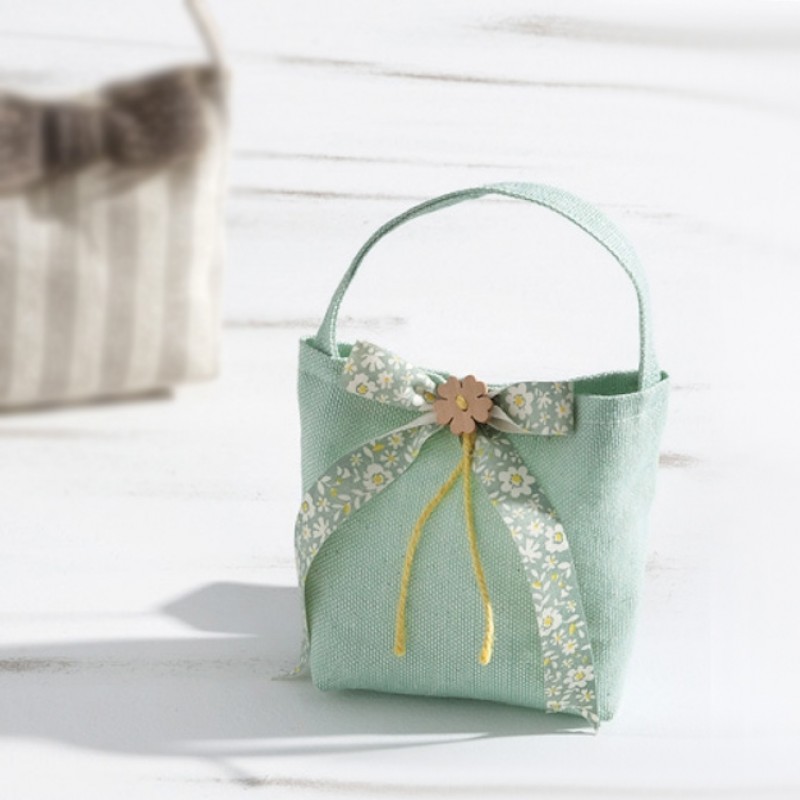 Μπομπονιέρα Βάπτισης  Λινό Τσαντάκι  Τ300-120