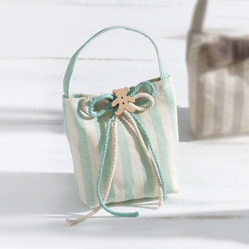 Μπομπονιέρα Βάπτισης  Λινό Τσαντάκι  Τ300-121