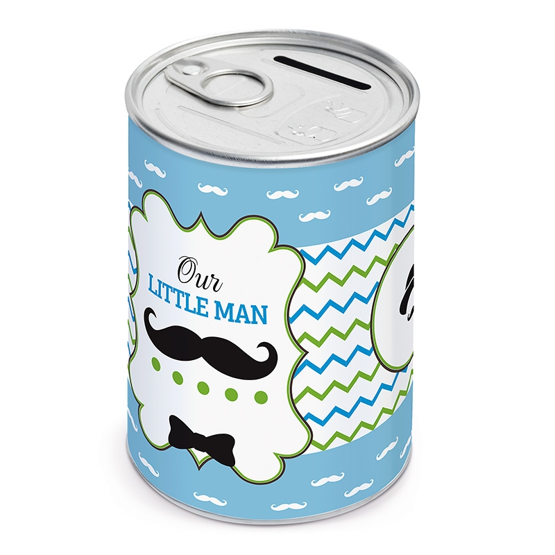 Μπομπονιέρα Βάπτισης Κονσέρβα-Κουμπαράς Little Man ΤΙΝ2110 (70τμχ)