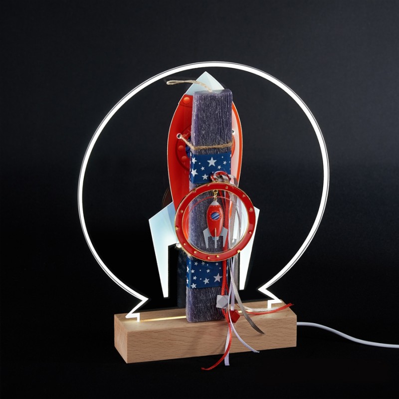 Πασχαλινή Λαμπάδα Με Φωτιζόμενη Βάση LED - Διάστημα ΕΛ905