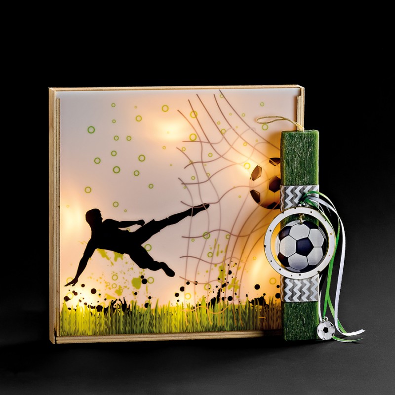 Πασχαλινή Λαμπάδα Με Φωτιζόμενο Κάδρο - Ποδόσφαιρο ΕΛ1083Φ