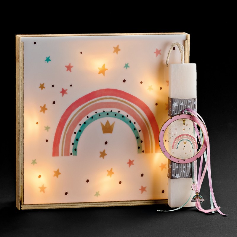 Πασχαλινή Λαμπάδα Με Φωτιζόμενο Κάδρο - Ουράνιο Τόξο ΕΛ1094Φ