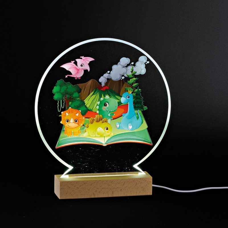 Επιτραπέζια Plexiglass LED Βάση Για Λαμπάδα - Δεινόσαυροι (25εκ.) Μ12042