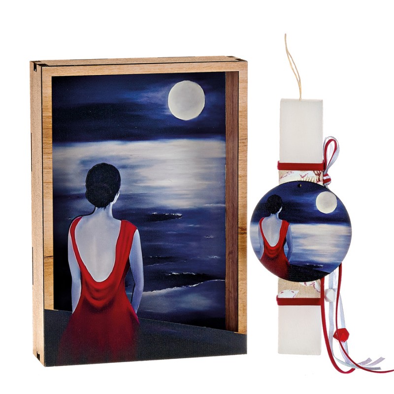 Σετ Πασχαλινή Λαμπάδα Με Ξύλινο Κάδρο - Κορίτσι - ΚΑΔ1215