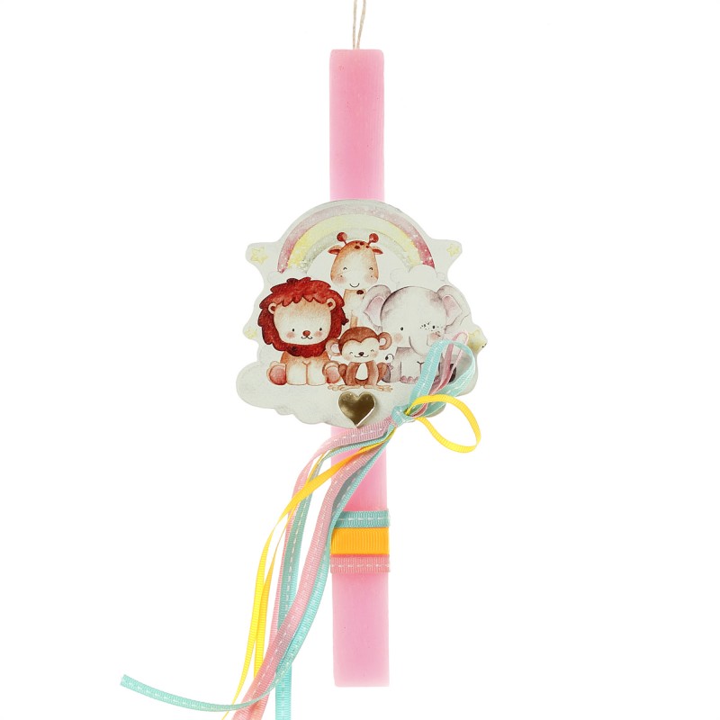 Πασχαλινή Λαμπάδα - Ουράνιο Τόξο / Ζωάκια  ΠΛ462