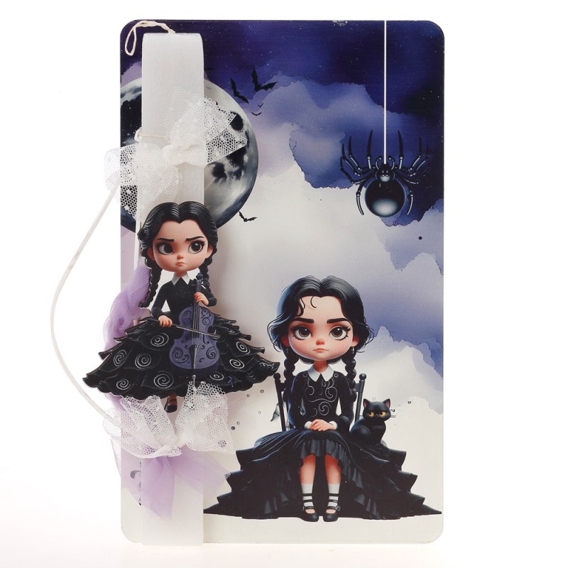 Πασχαλινή Λαμπάδα Με Πινακίδα Πόρτας - Wednesday ΠΛ-2626