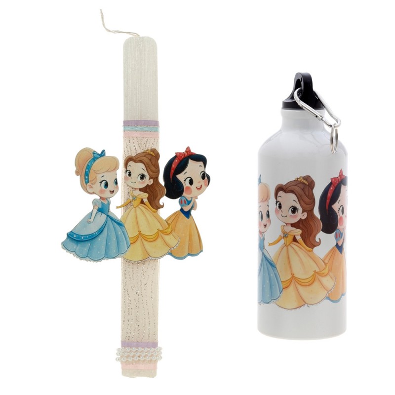 Πασχαλινή Λαμπάδα Με Παγούρι - Πριγκίπισσες  ΠΛΣ-2611Π