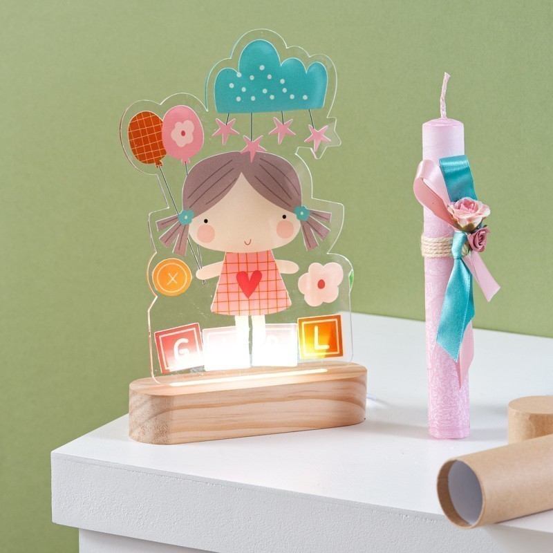 Πασχαλινή Λαμπάδα Led - Κοριτσάκι (15x4,5x3εκ.) 02301