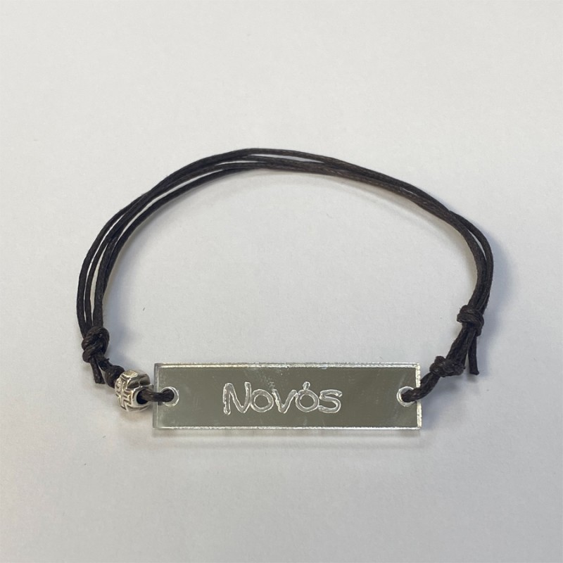 Μαρτυρικό Νονός - Ασημί Plexiglass - Καφέ Κορδόνι (1τμχ.)