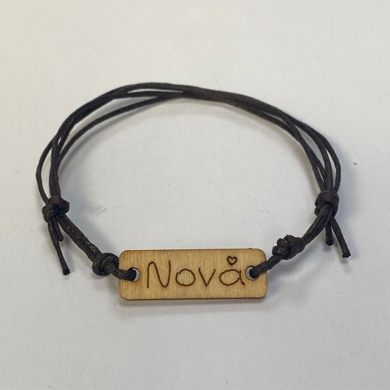 Μαρτυρικό Νονά - Ξύλινο - Καφέ Κορδόνι (1τμχ.)