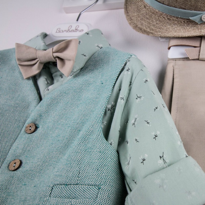 Βαπτιστικό Κοστουμάκι Bambolino Collins 9732 Μπεζ-Μέντα