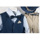 Βαπτιστικό Κοστουμάκι Bambolino Pierre 9781 Μπεζ-Μπλε