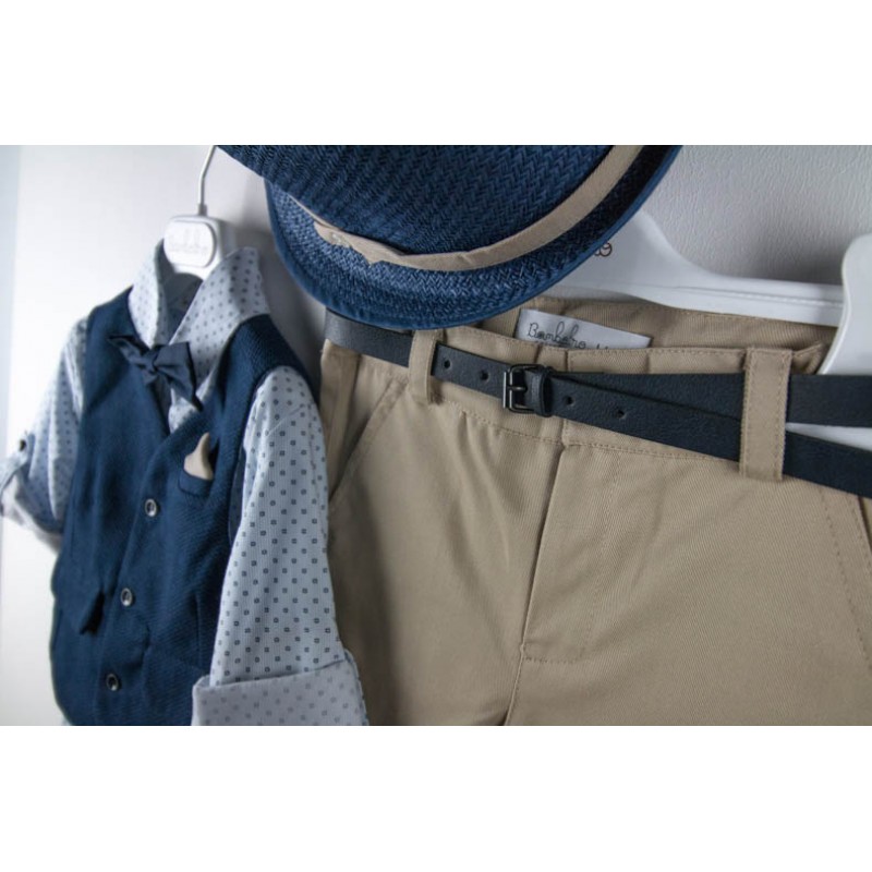 Βαπτιστικό Κοστουμάκι Bambolino Pierre 9781 Μπεζ-Μπλε